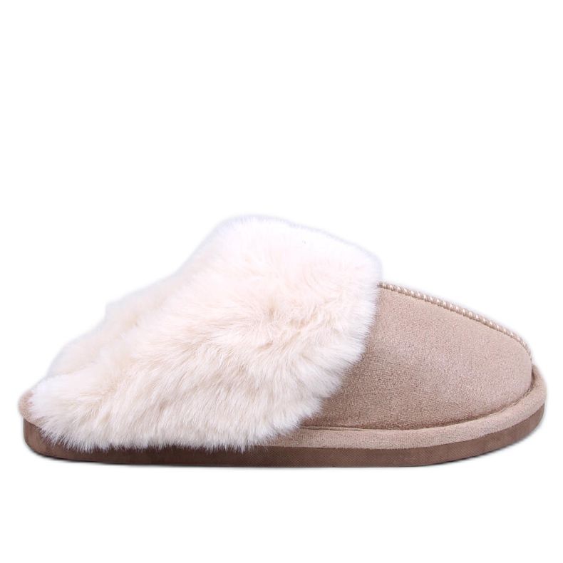 Otteys Ciabatte da donna beige con pelliccia
