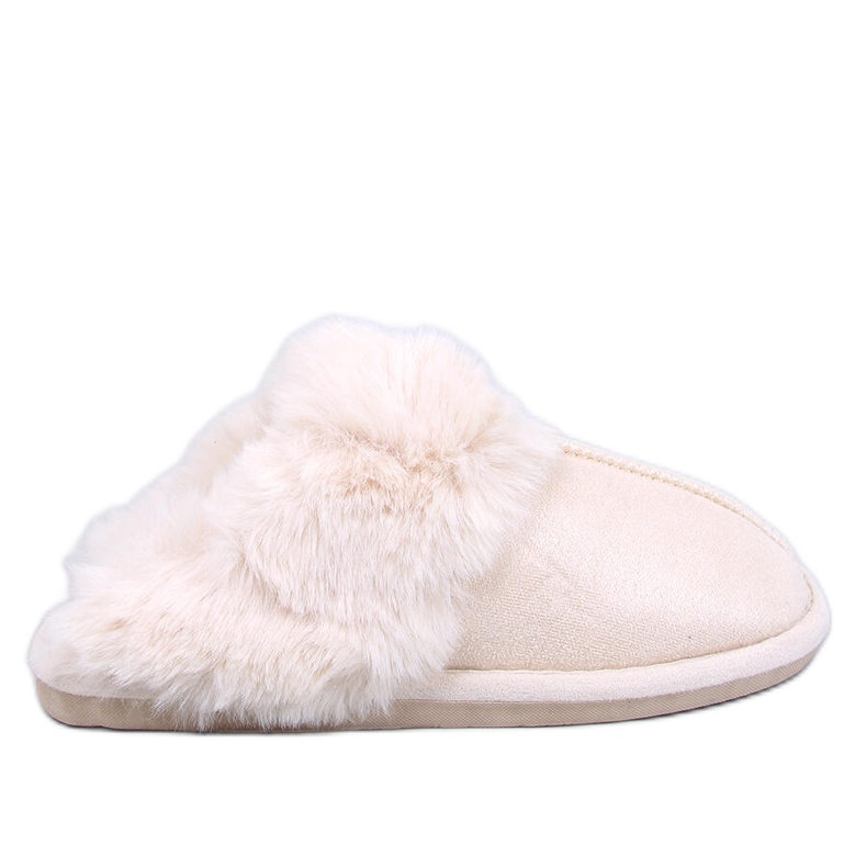 Ciabatte da donna Otteys Ecru con pelliccia beige