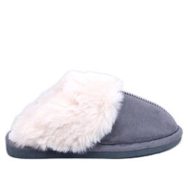 Otteys Ciabatte da donna grigie con pelliccia grigio