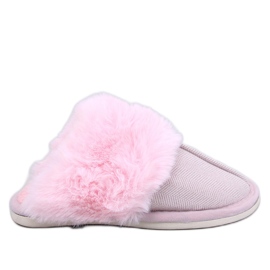 Pantofole Allens rosa chiaro a spina di pesce con pelliccia
