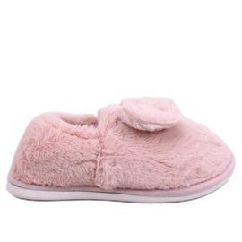 Emres Pantofole in pelliccia rosa con fiocco
