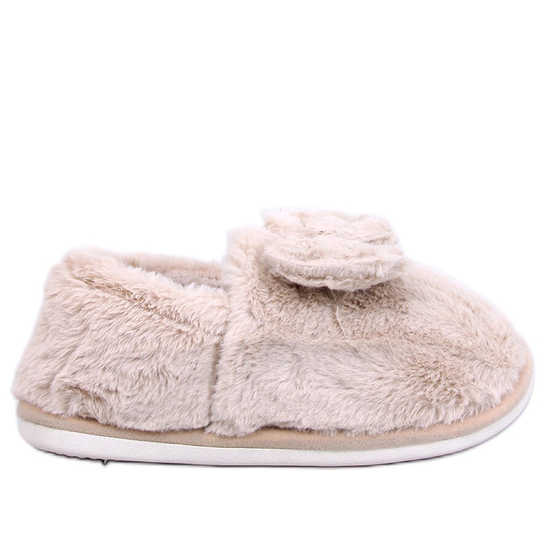 Emres Pantofole in pelliccia beige con fiocco