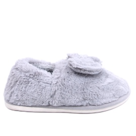 Emres Pantofole in pelliccia grigia con fiocco grigio