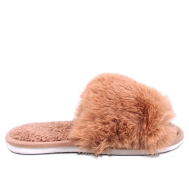 Pantofole Kemars Camel in pelliccia open toe marrone