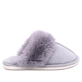 Pantofole Skeen spigate grigie con pelliccia grigio