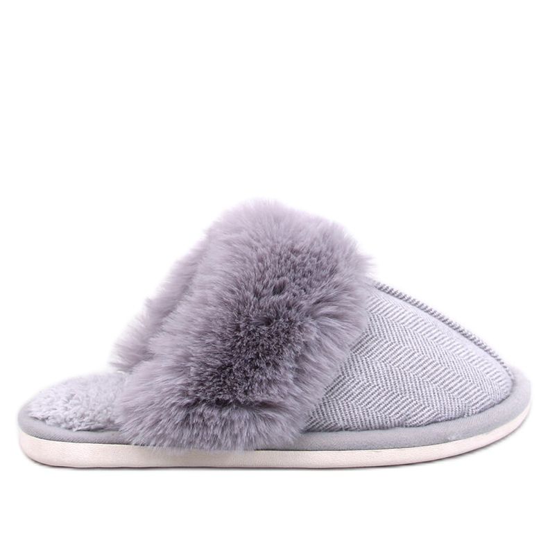 Pantofole Skeen spigate grigie con pelliccia grigio