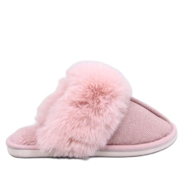 Pantofole Skeen spigate con pelo, Rosa Cipria