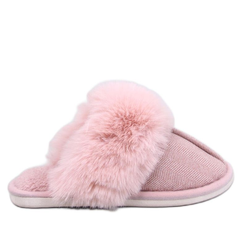 Pantofole Skeen spigate con pelo, Rosa Cipria