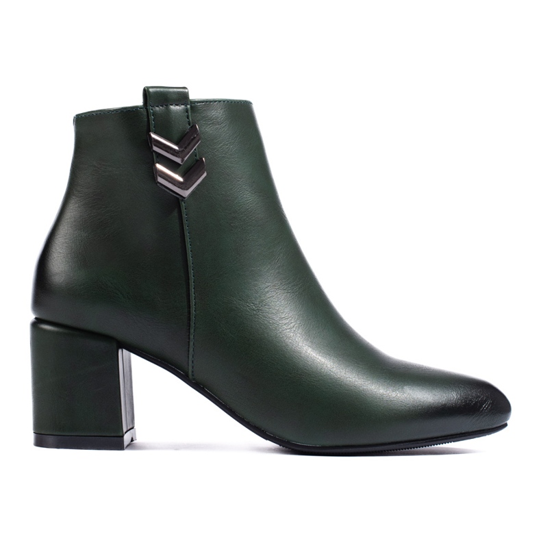 Eleganti stivaletti Daszyński classici con tacco alto verde scuro