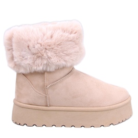Stivali da neve Tayna Beige con plateau e pelliccia