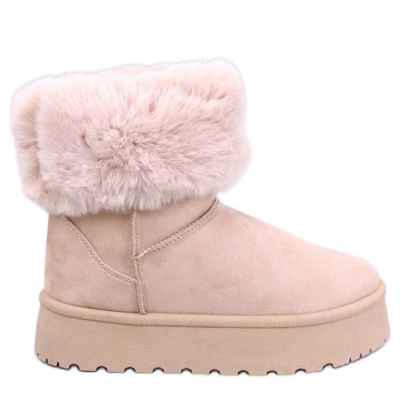 Stivali da neve Tayna Beige con plateau e pelliccia