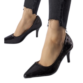 Décolleté Ernesto a tacco alto nere con paillettes nero