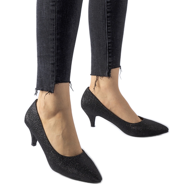 Décolleté pescara basse in broccato nero