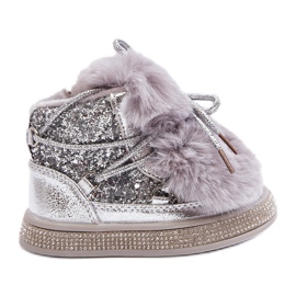 Doposci da bambino con pelliccia e paillettes, Bryana argento