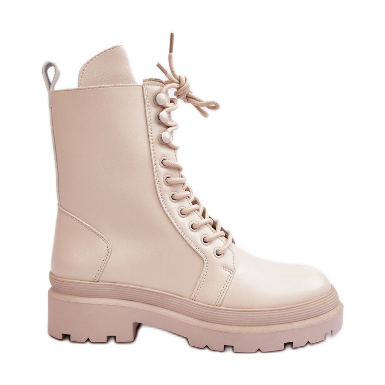 Stivali Worker da Donna, Ecopelle, Irande Beige Chiaro