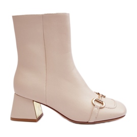 Stivaletti con tacco alto e decorazione, Adinah beige chiaro