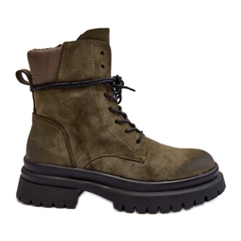 Stivaletti Trapper da donna con suola spessa, verde scuro, Narelona