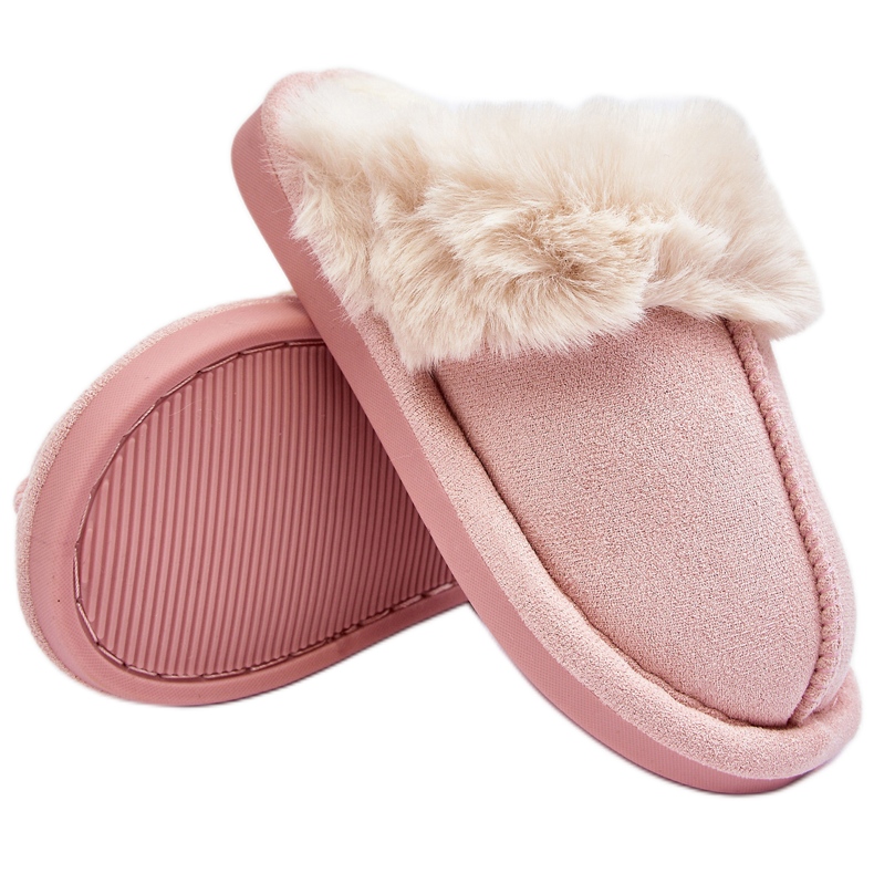 Ciabatte da bambino della Befana rosa con pelo