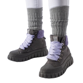 Stivaletti grigi con accenti viola Roanoke grigio