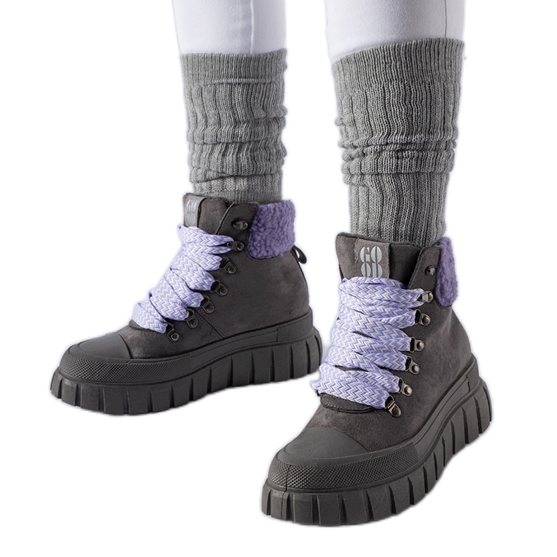 Stivaletti grigi con accenti viola Roanoke grigio