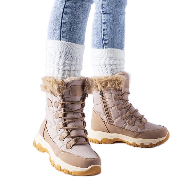 Stivali da neve stringati isolanti beige di Albaneto