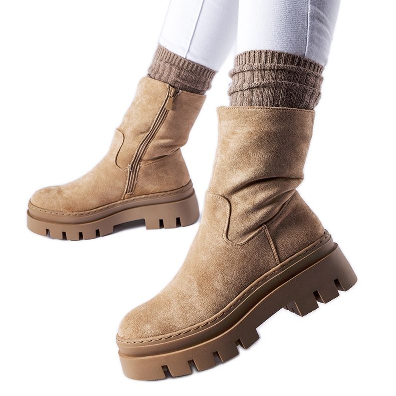Stivaletti marroni isolanti con massiccia piattaforma Umber marrone