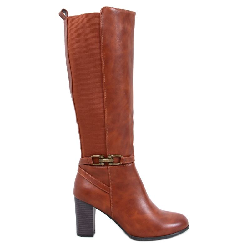 Classici stivali Milss Camel con tacco alto marrone