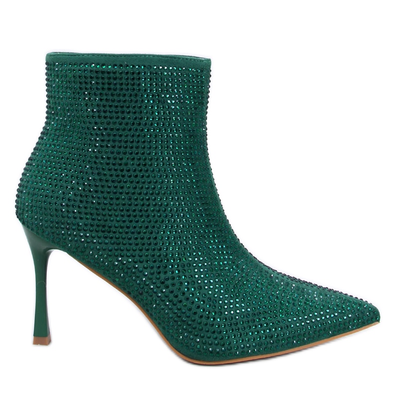 Stivaletti con tacco alto e cristalli Demish Green verde
