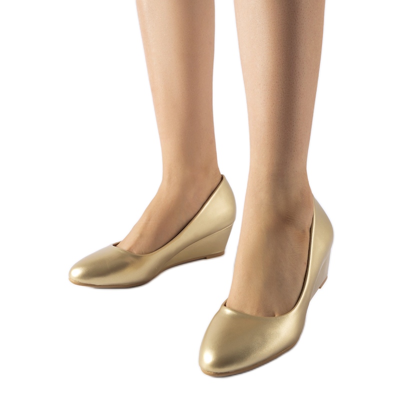 Ballerine dorate Houston con zeppa bassa d'oro