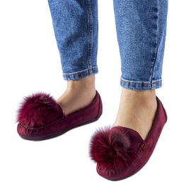 Pantofole isolanti bordeaux con pompon Marchetti rosso