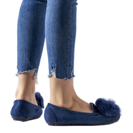 Pantofole isolanti blu navy con pompon Marchetti