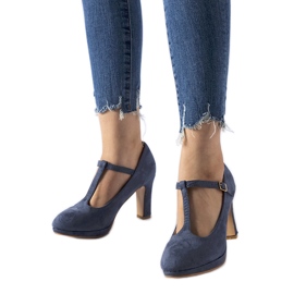 Décolleté blu con tacco LaCaille