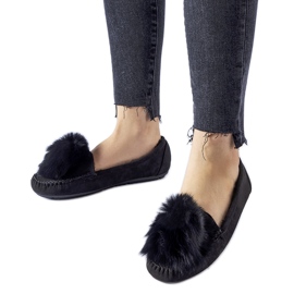 Pantofole imbottite nere con pompon Marchetti nero