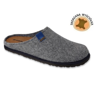 Ciabatte da uomo Inblu con inserto in pelle 155M020 grigio
