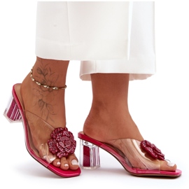 Infradito Trasparenti Su Tacco Alto Con Decoro Fucsia S.Barski MR1037-20 rosa
