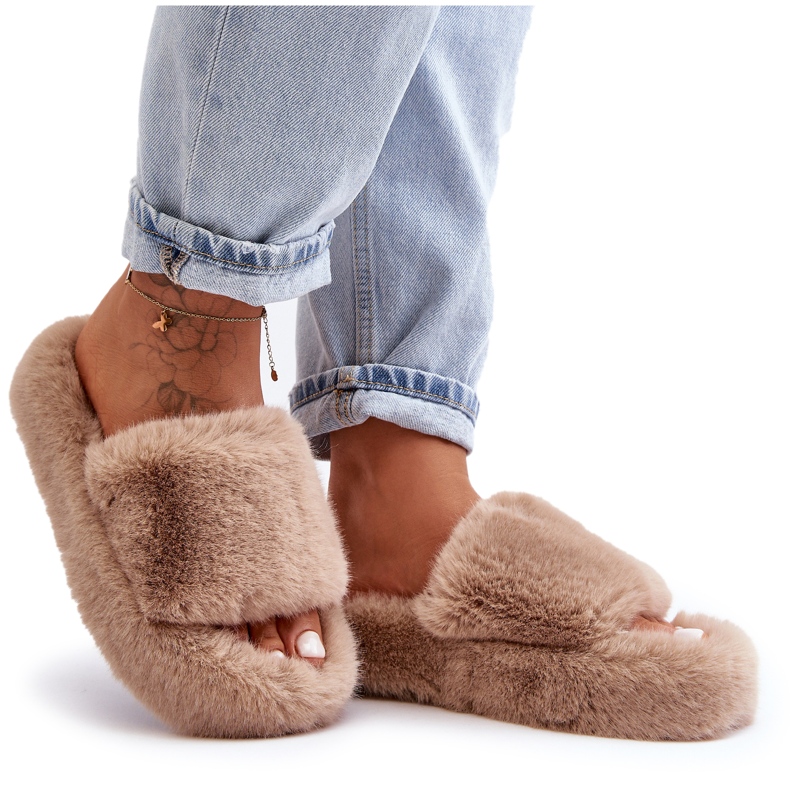 Pantofole in pelliccia da donna Biella beige