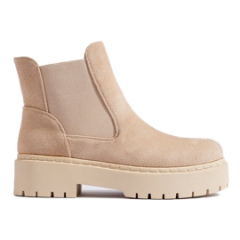 Stivaletti Chelsea da donna Shelovet in camoscio beige