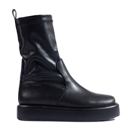 Stivaletti da donna beige sulla piattaforma Shelovet nero