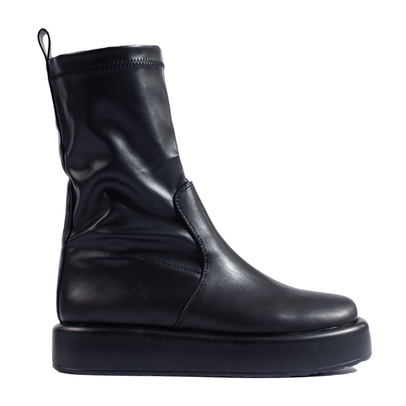 Stivaletti da donna beige sulla piattaforma Shelovet nero