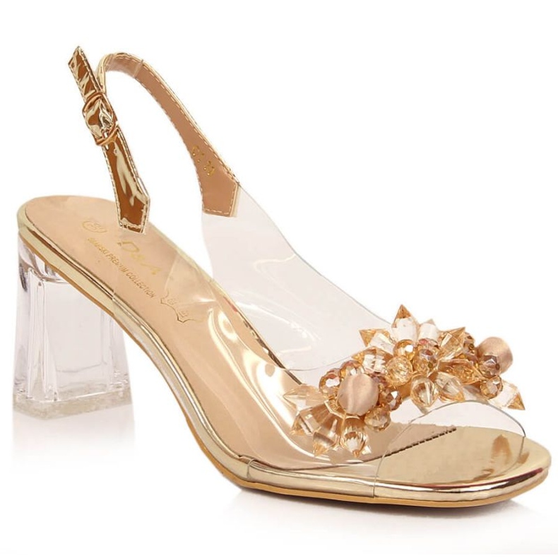 Sandali D&amp;A W OLI191B trasparenti con tacco alto, oro d'oro