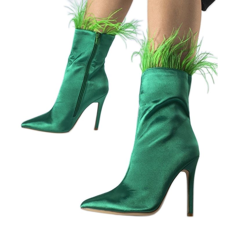 Stivaletti verdi decorati con piume Selvana verde