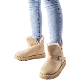 Stivali da neve isolanti beige con ritaglio di Monal