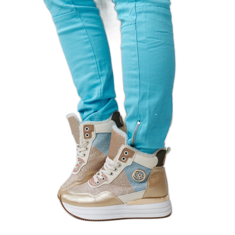Sneaker Deleon isolanti color oro con glitter d'oro