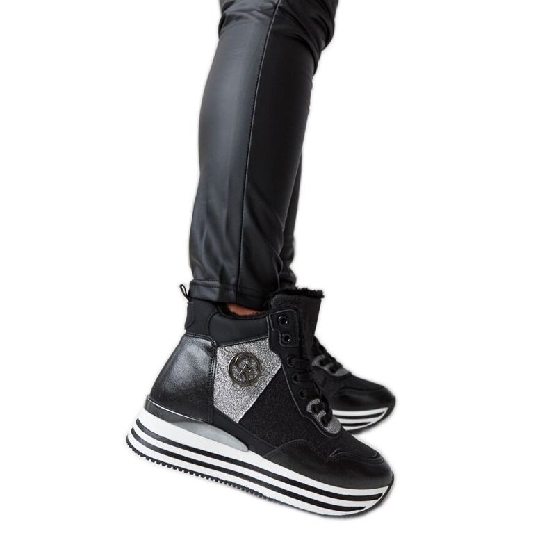 Sneakers isolanti nere con glitter Deleon nero