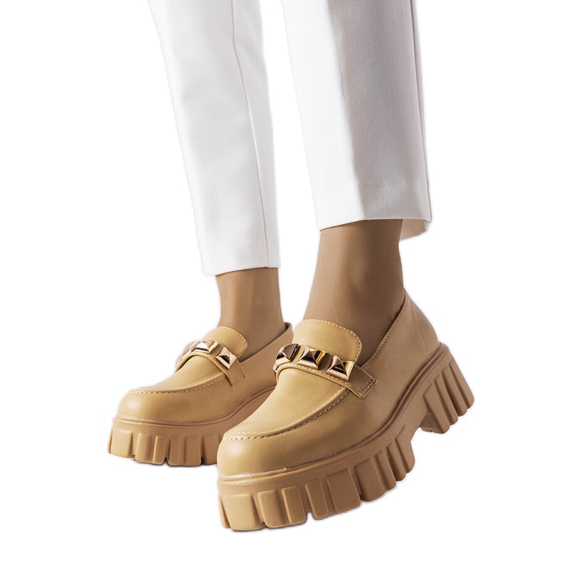 Mocassini Frisco con plateau beige
