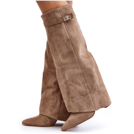 Stivali Sopra il Ginocchio da Donna con Tacco Alto, Beige Portora