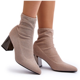 Stivaletti Tacco Alto Beige Lucido Sognota