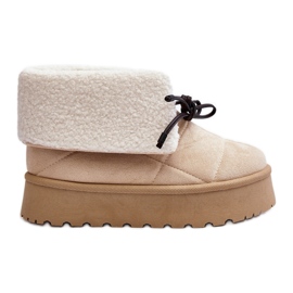 Doposci con plateau e montone, Olimuka beige chiaro