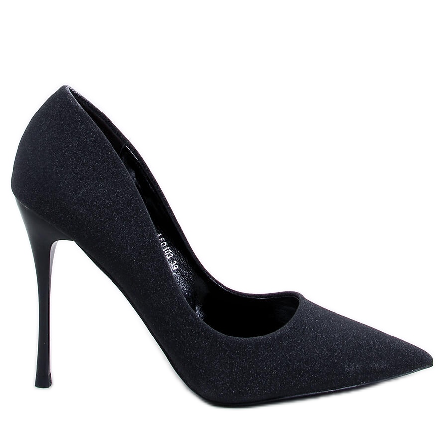 Tacchi alti lucidi con particelle Diamoi Black nero KeeShoes