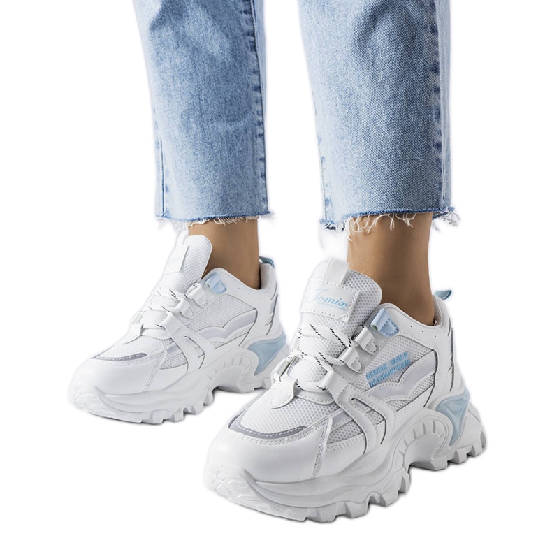 Sneakers blu con inserti Opal fluo